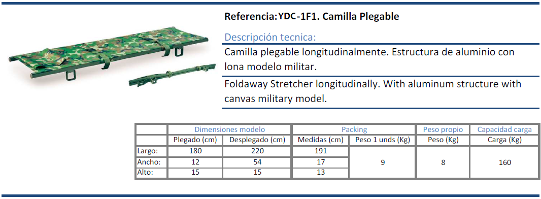 Camilla plegable SEC-1A2
